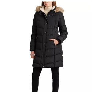 Women's Faux-Fur-Trim Hooded Down Puffer Coat